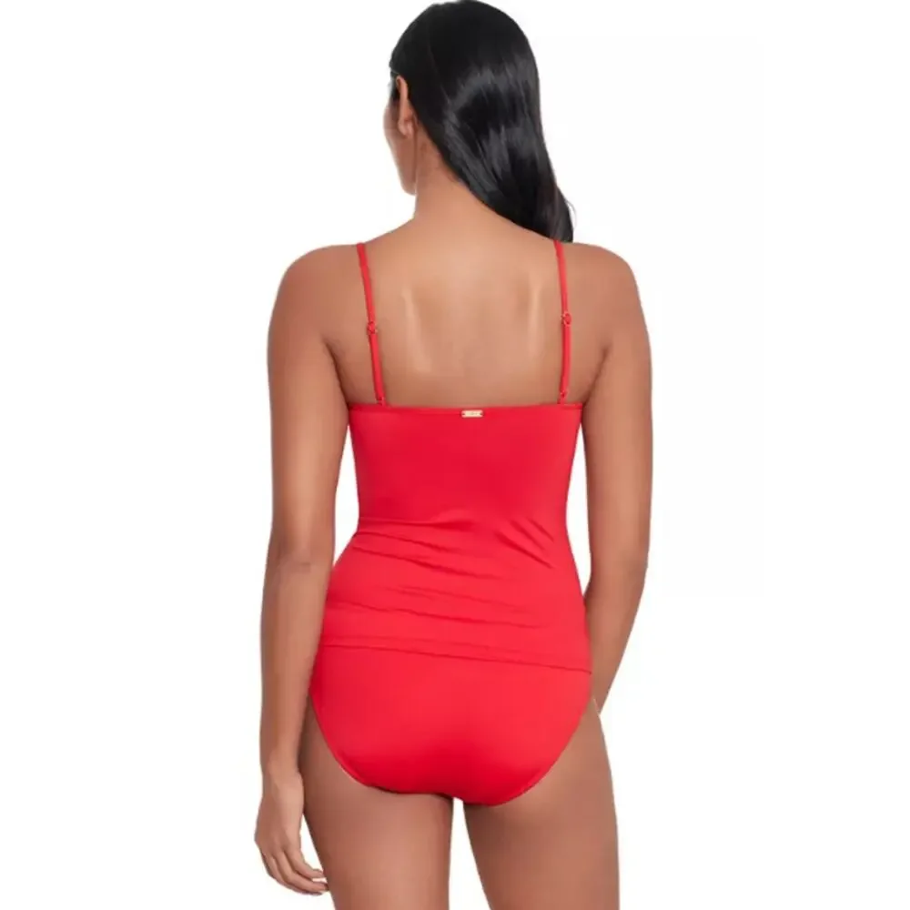 LAUREN RALPH LAUREN Womens Tankini Top Size 6 Red Toggle-Trim NWOT - Picture 2 of 12